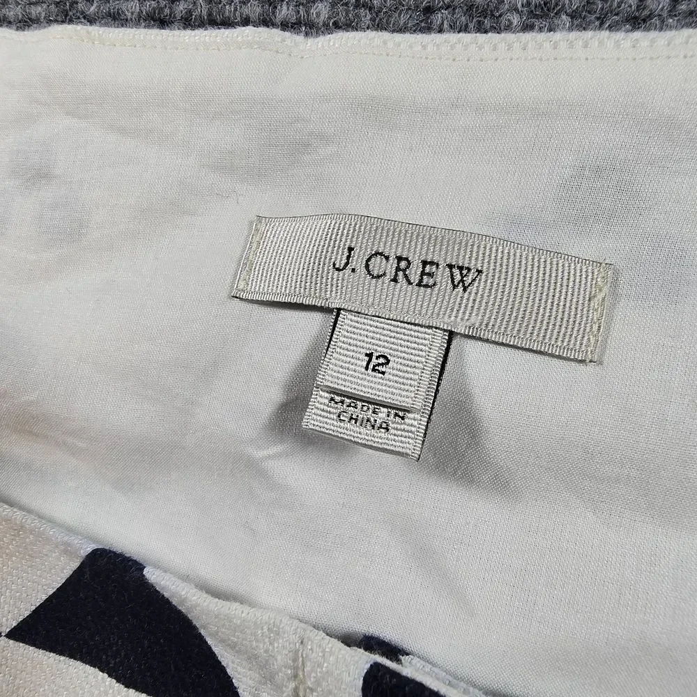 J.Crew Black White Geometric Print Dress Womens Size 12 Fit Flare Casual Office